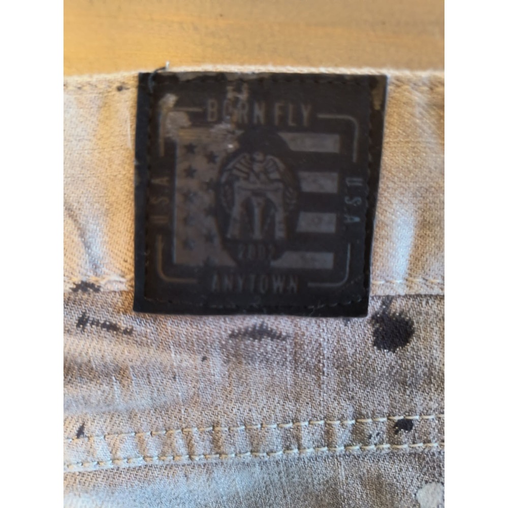 Born Fly Jeans Men's Size 40 Gray Denim Button Fly Straight Leg Paint Splatter - Picture 5 of 16